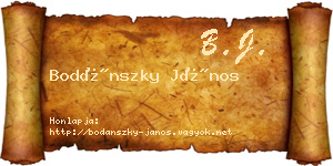 Bodánszky János névjegykártya